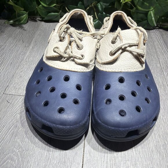 Crocs Blue Leather Islander Pitcrew Sport Boat Shoes Mens US Size 7 Womens 9 main image 9
